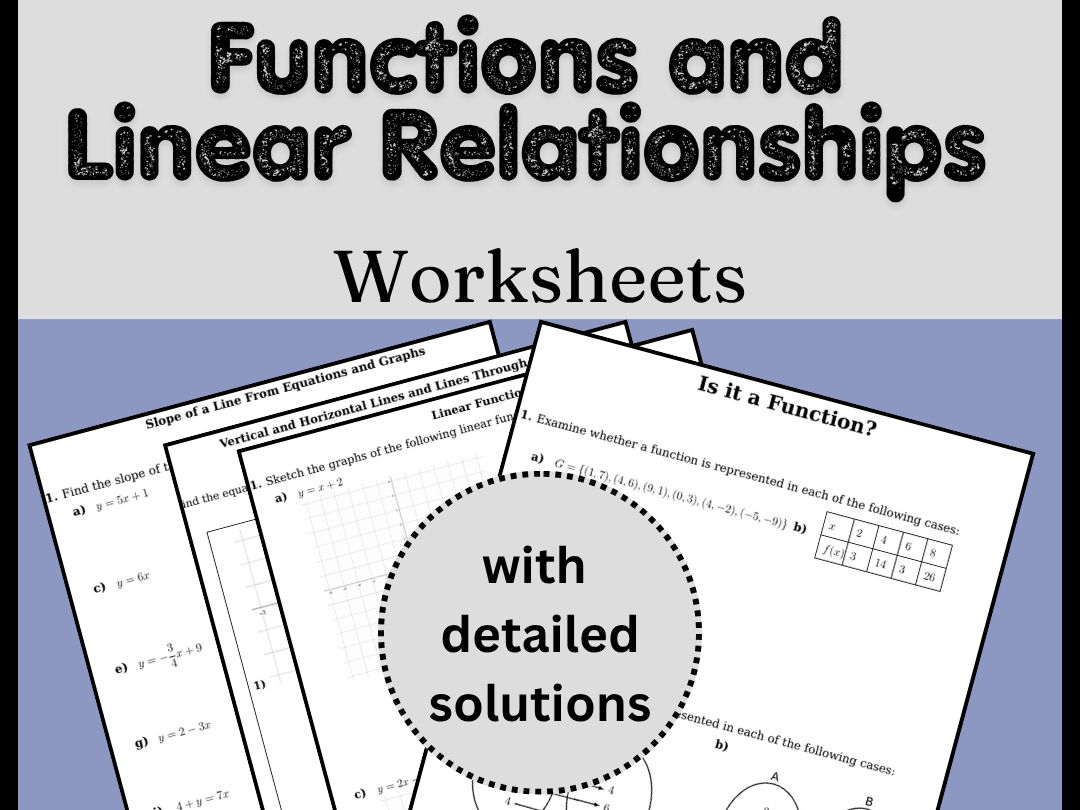 Functions and Linear Relationships Worksheets