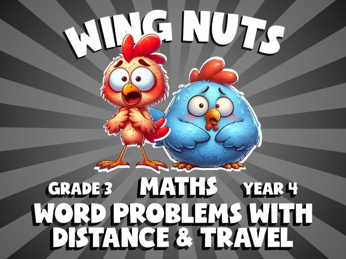 Word Problems with Distance & Travel WING NUTS Maths Game | No-Prep Year 4 Review Activity