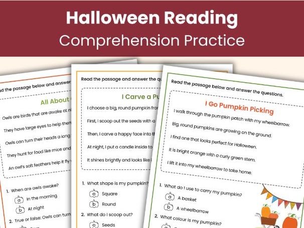 Halloween Reading Comprehension Workbook | Reading Passages and Questions