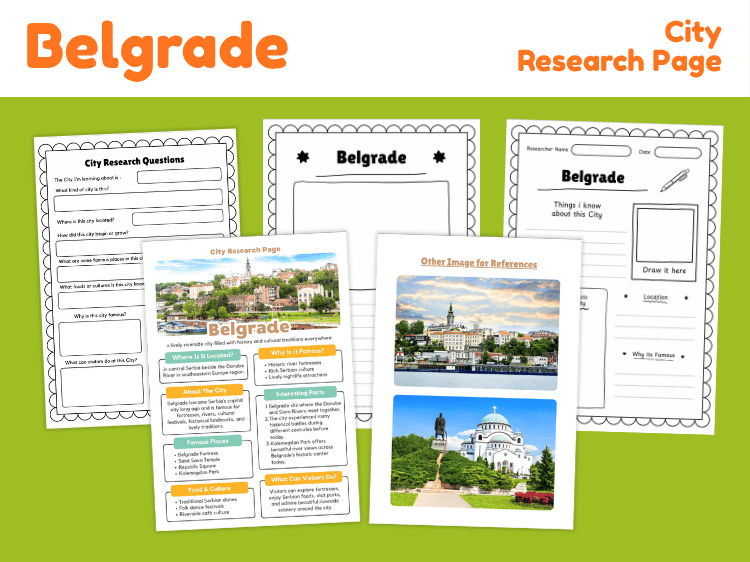 Belgrade City Research Project | Serbia Geography & Landmarks Worksheets