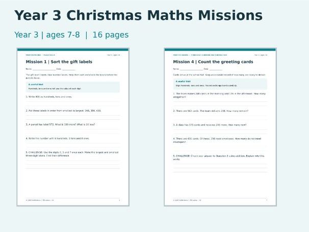 Year 3 Christmas Maths Missions