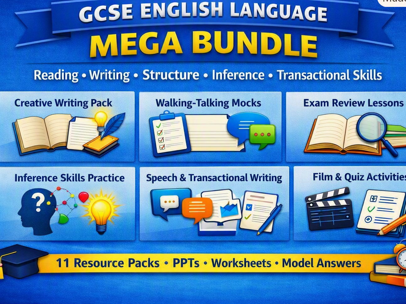 GCSE English Language Mega Bundle – Reading, Writing, Structure, Inference & Transactional Skills (11‑Resource Pack)