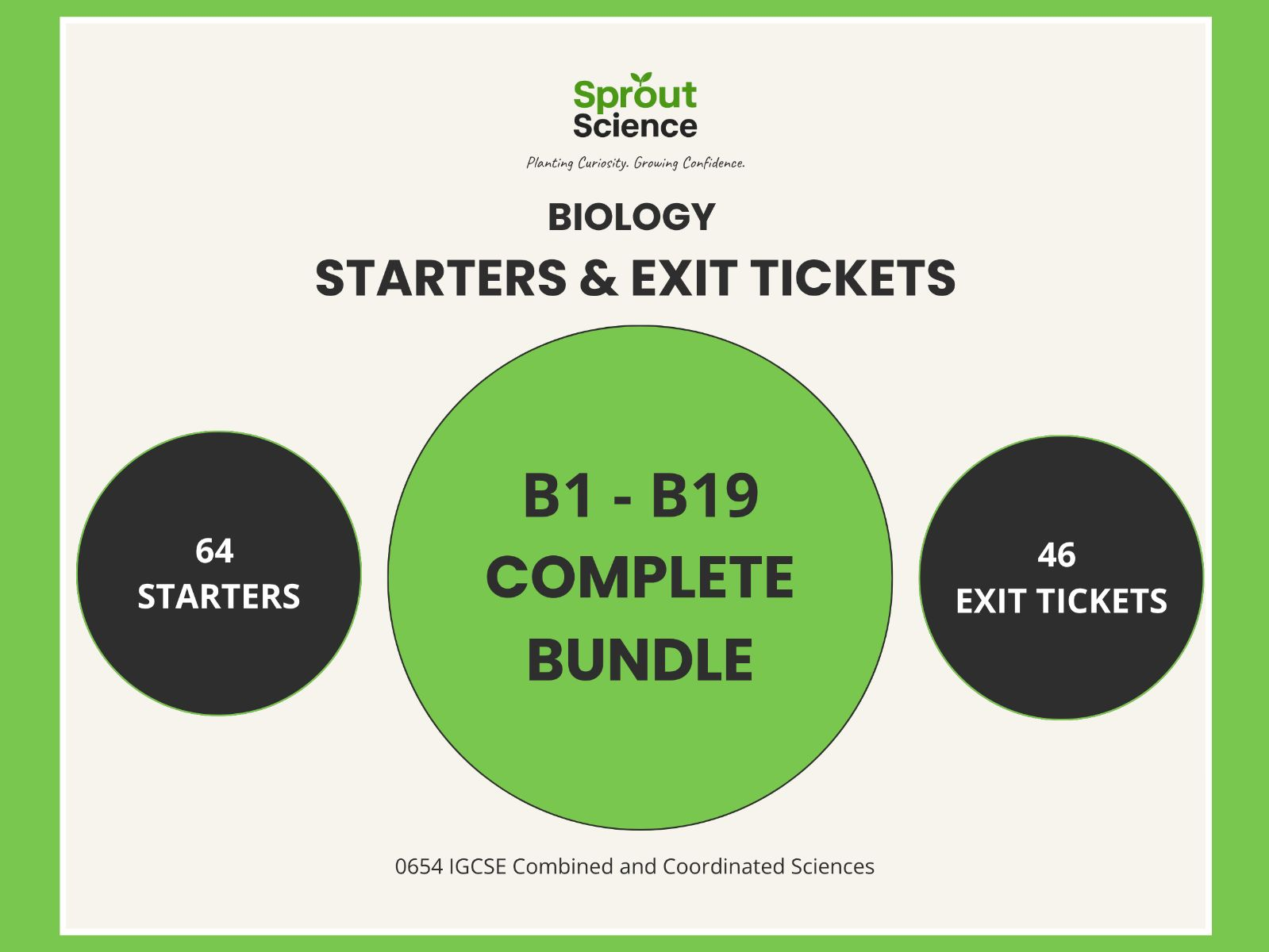 Cambridge IGCSE Co-ordinated Sciences 0654 Biology Starters & Exit Tickets Bundle | Complete B1–B19