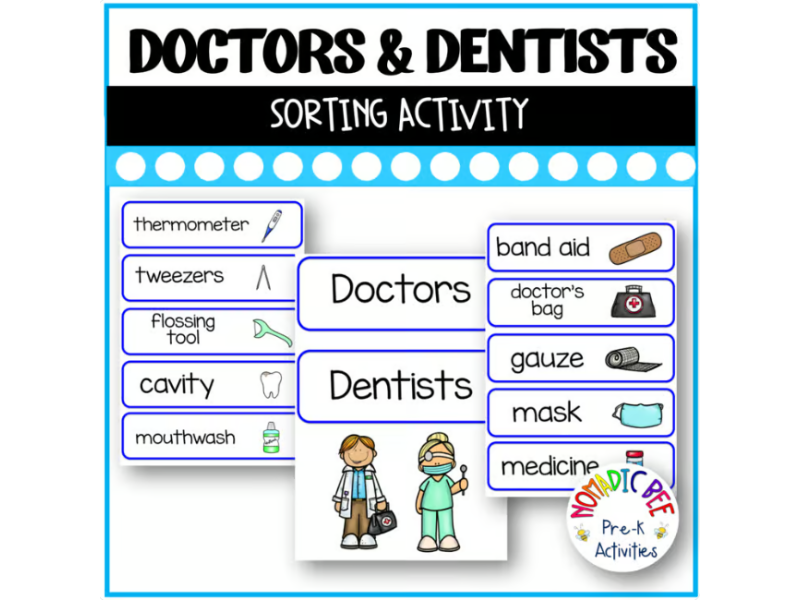 'Doctors and Dentists' Circle Time Sorting Activity