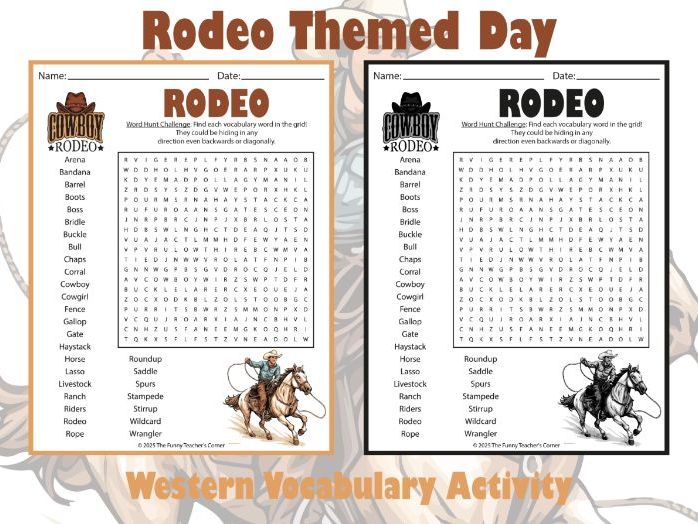Rodeo Themed Day Word Search | Western Vocabulary Activity | Fun Literacy