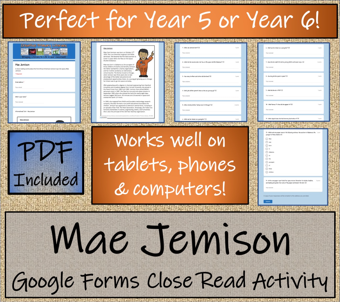 UKS2 Mae Jemison Reading Comprehension Activity | Digital & Print