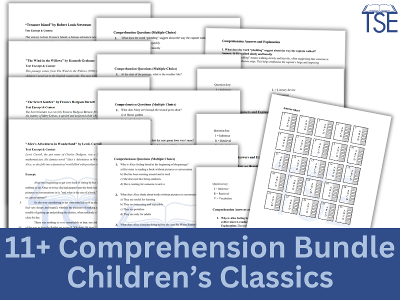 GL 11+ English Comprehension Bundle - Children's Classics - 4 Multiple Choice Practice Papers