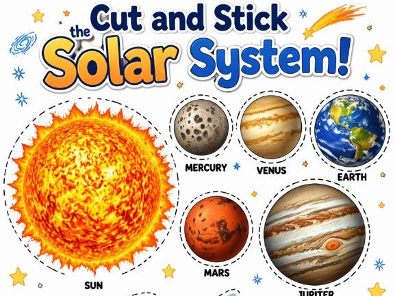 Cut and Paste The Planets of the Solar System Fine Motor Skills