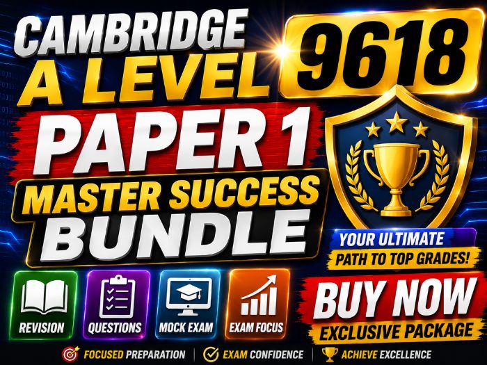 Cambridge A Level 9618 Paper 1 Master Success Bundle | Revision, Questions & Mock Exam