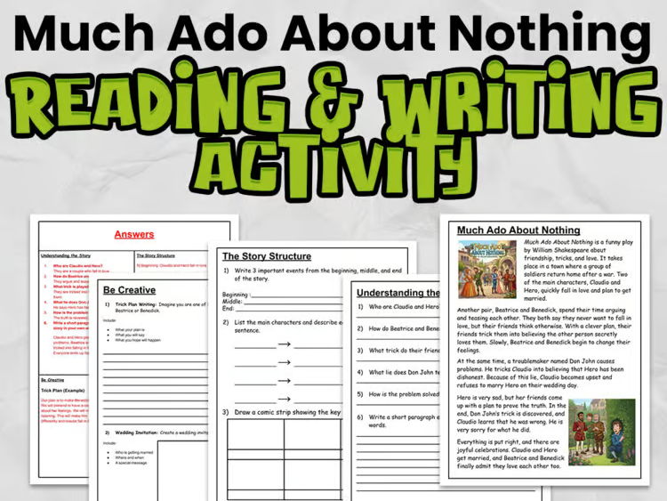 Much Ado About Nothing Reading Comprehension & Writing Activity | Shakespeare | Years 4–6