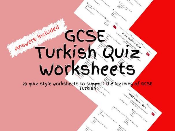 20 GCSE Foundation Level Turkish Multiple Choice Quiz Worksheets PDF