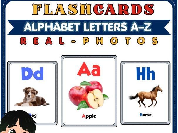 Alphabet Letters A–Z Flashcards ABC Alphabet & Vocabulary Cards ESL