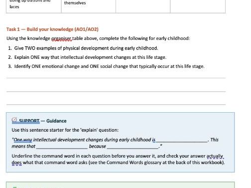 Pearson BTEC National Health and Social Care Level 3 AAQ Unit 1 Human Lifespan and Development