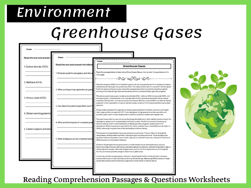 Greenhouse Gases Reading Comprehension Passages & Questions Worksheets