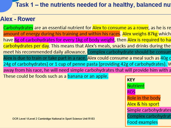 OCR Sports Sciene Unit 3 Nutrition