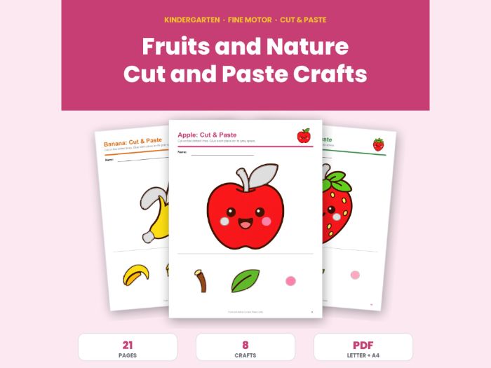 Fruit and Nature Cut and Stick for EYFS