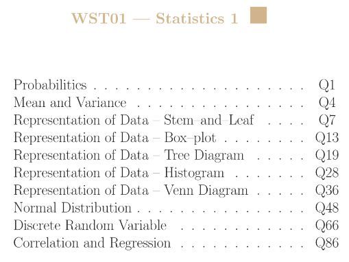 Pearson IAL Mathematics - Statistics 1 - Question By Topic