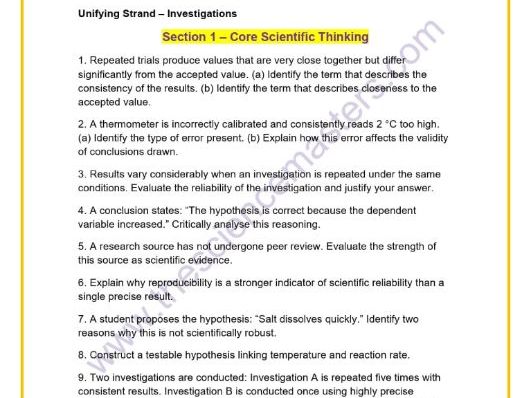 Senior Cycle Chemistry Unifying and Strand 1 Quick-Fire Questions Pack