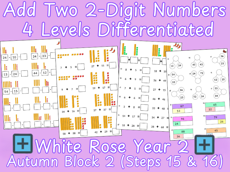 Add Two 2-Digit Numbers Worksheets