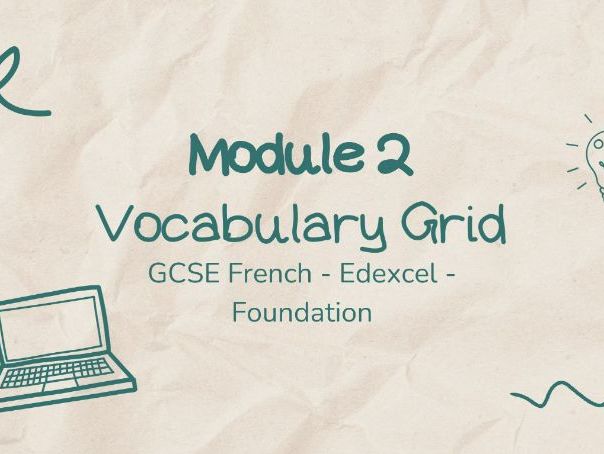 GCSE French Foundation - Edexcel - Module 2 - Vocabulary Grid