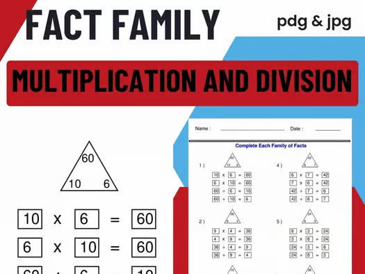 Fact Family Worksheets - Multiplication and Division - Complete Family of Facts