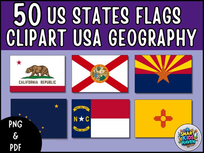50 US State Flags Clipart Posters All 50 States USA Geography Classroom Decor