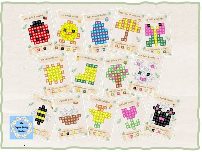 Multilink/Snap Cube Challenge Cards - Spring (Natural Theme)