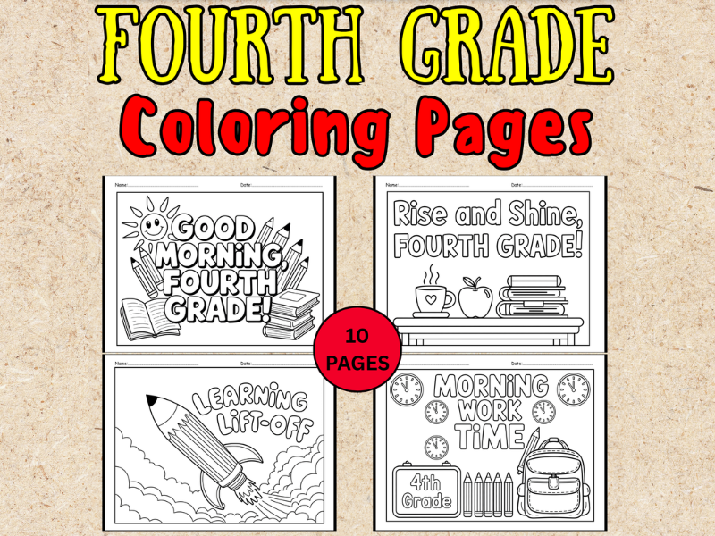 Fourth Grade Morning Work: Start of the Year Coloring Pages Activities – No Prep