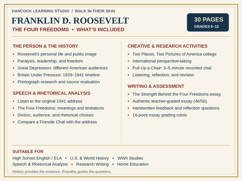FDR Four Freedoms: Speech Study & Activities