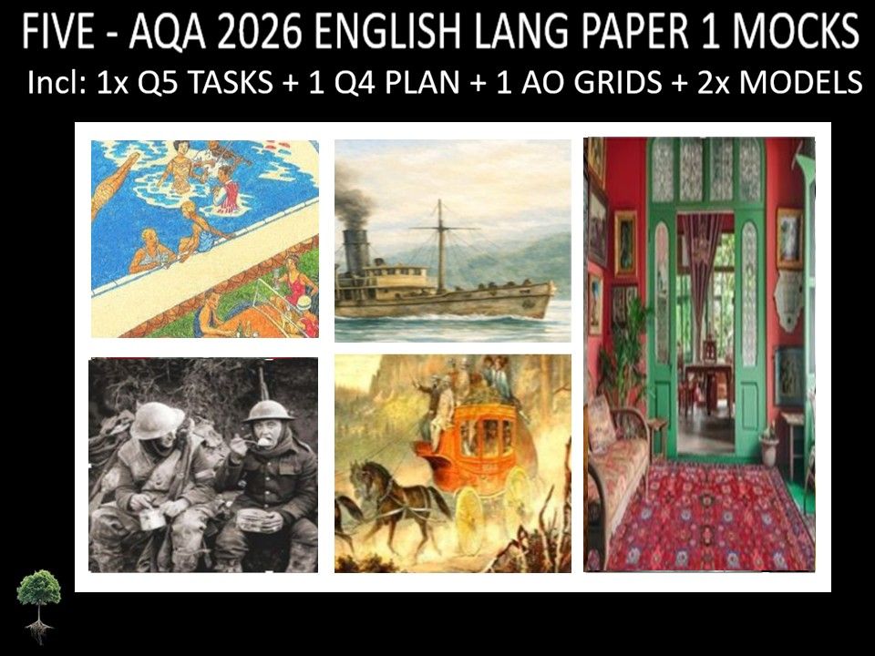 FIVE - AQA PAPER 1 | 2026 FULL MOCKS | Q5 TASKS | Q4 PLAN |AO GRIDS | MODELS