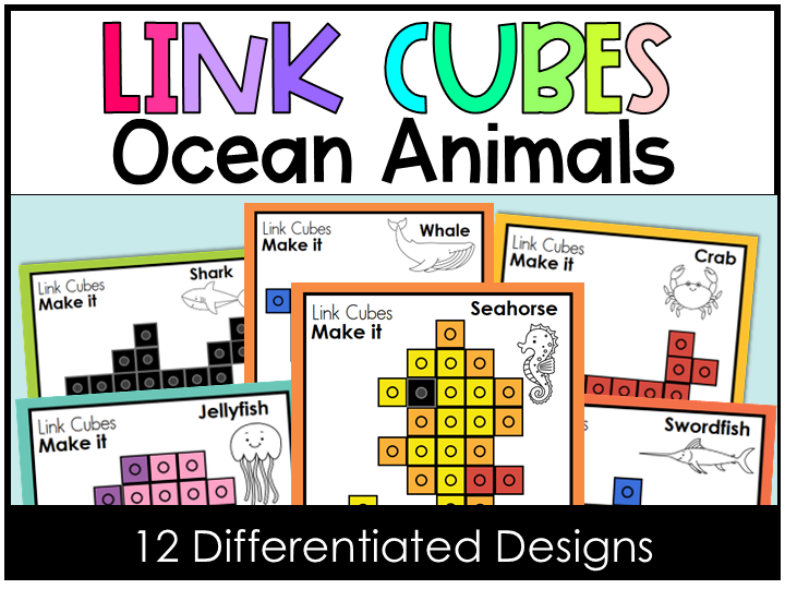 Ocean Animals Link Cubes Mats Sea Creatures Snap Cubes Task Cards Maths Centre