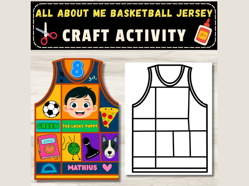 All About Me Basketball Jersey Craft | Back to School Activity | Sports Theme Display