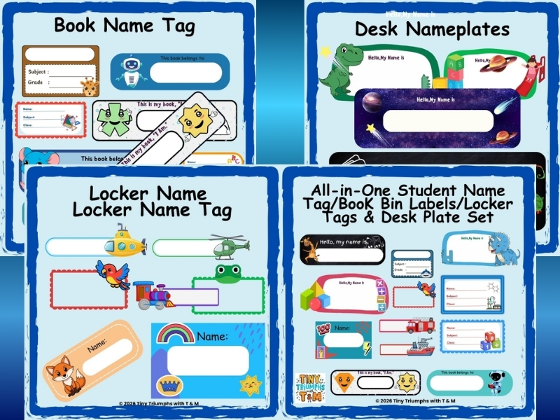 All-in-One Student Name Tag/Book Bin Labels