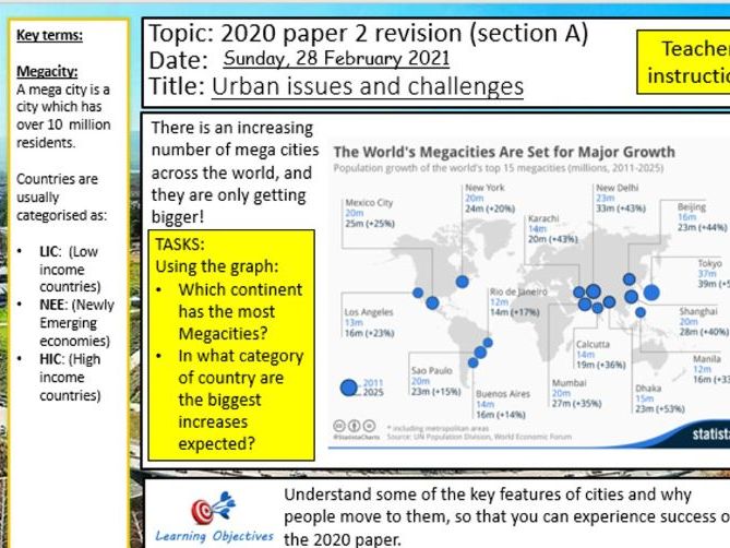 AQA Geography 2020 paper 2 revision lesson bundle