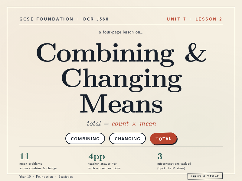Combining & Changing Means | OCR GCSE