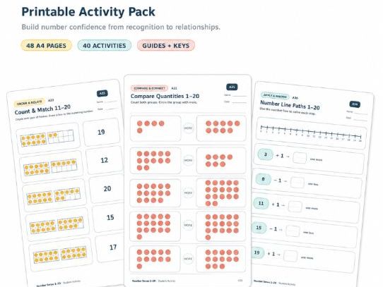 Number Sense 1–20 Worksheets & Activities