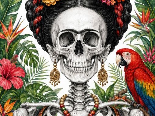 Frida Kahlo skeleton painting