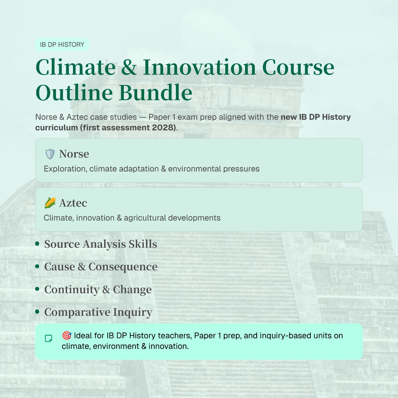 IB DP History Paper 1 Climate & Innovation OUTLINE Bundle | Norse & Aztec Case Studies
