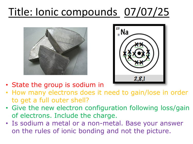 Ionic compounds - complete lesson (GCSE 1-9)