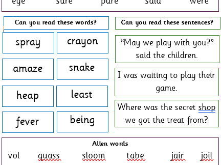 Little Wandle PSC revision homework sheets Week 1 - 5