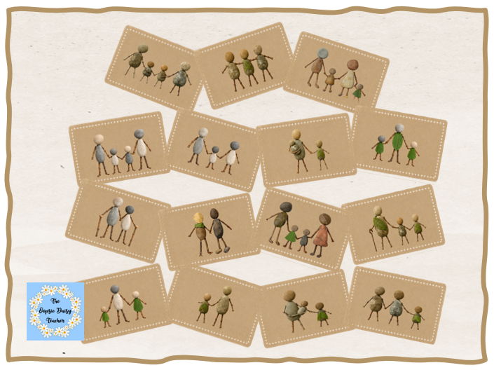 Pebble, Leaf and Twig People Cards (Loose Parts Family Cards)