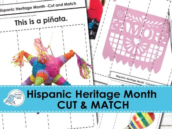 Hispanic Heritage Cut and Match – Speech Therapy, ESL, Early Learning, Logic Skills Printable