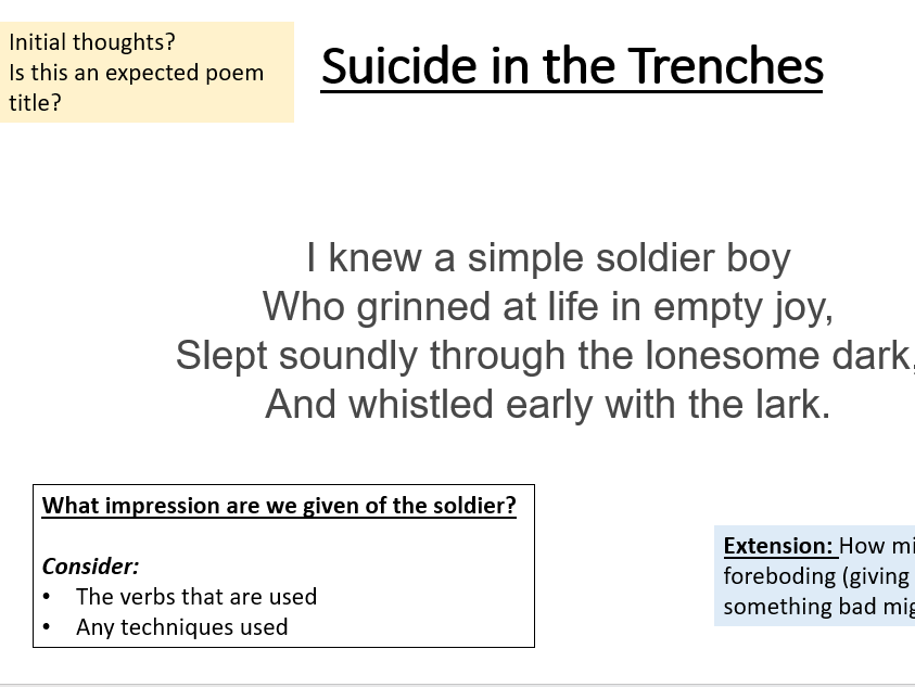 Suicide in the Trenches - Discussion and Writing | Teaching Resources
