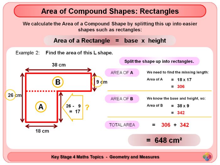 Area Of Compound Shapes Rectangles KS4 Teaching Resources