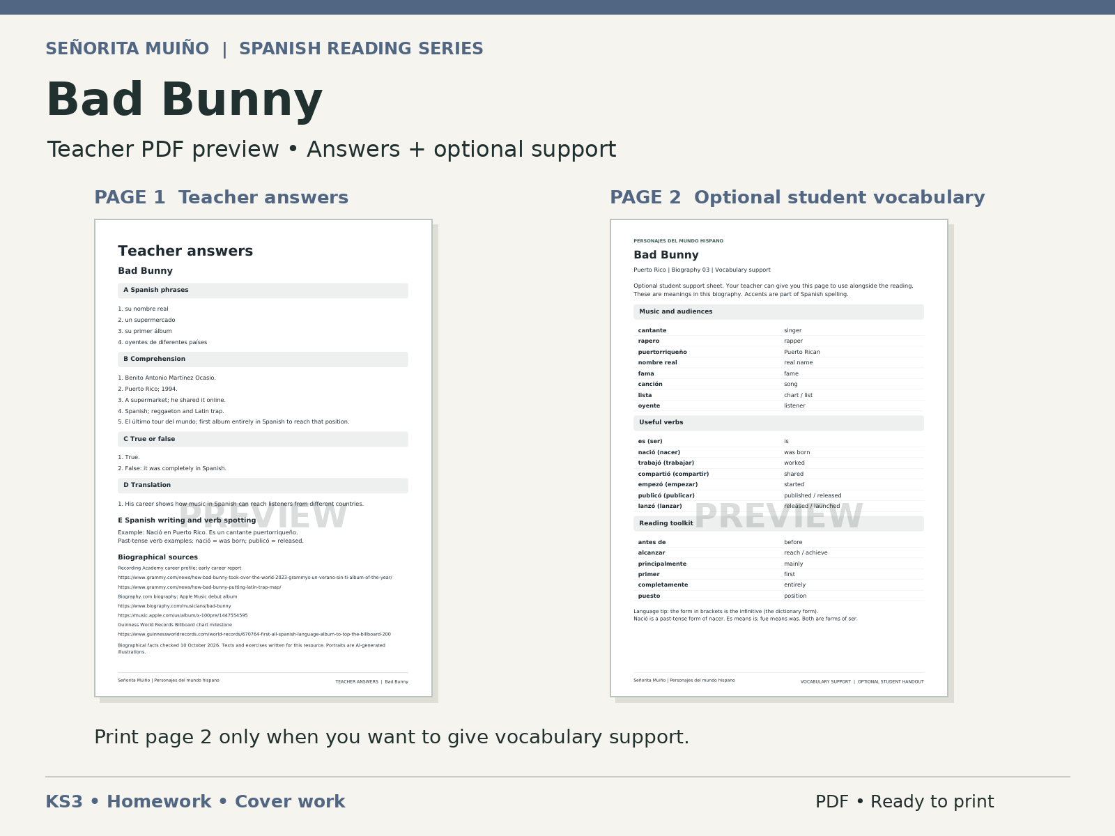 Household Experiments Worksheet.pdf Bad Bunny | KS3 Spanish Reading Comprehension - Homework & Cover ...