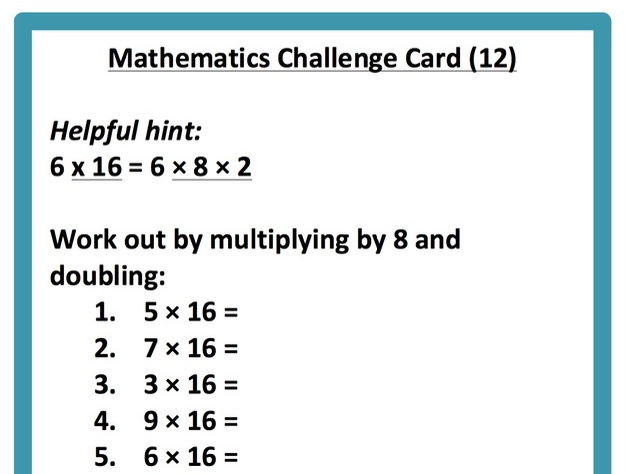 18 Maths Challenge Cards for Early Finishers (Year 4/5)