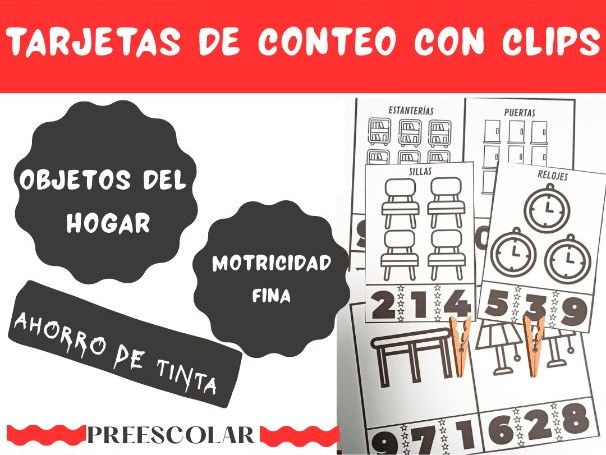Tarjetas de Conteo 1-12 Objetos del Hogar