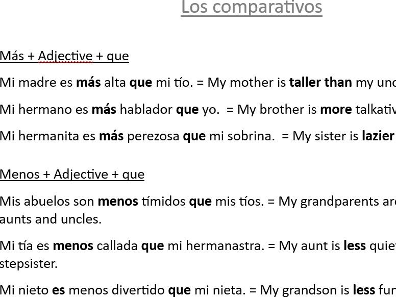 Los comparativos