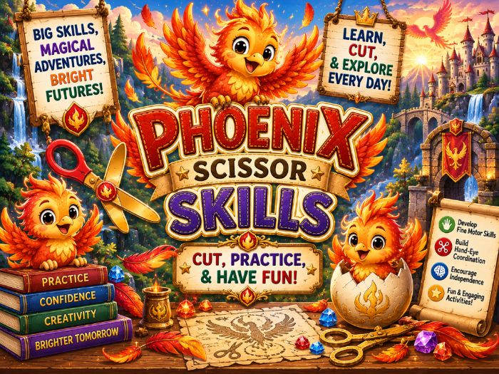 Phoenix Scissor Skills Worksheets | Cutting Practice & Fine Motor Activities | Preschool–Grade 1