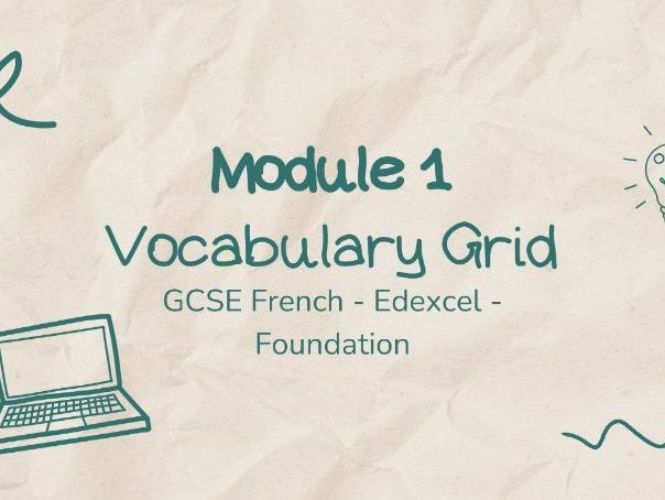 GCSE French Foundation - Edexcel - Module 1 - Vocabulary Grid